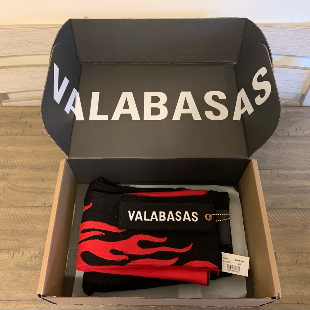 Valabasas “Flare” Black Red Stacked Flare Jeans